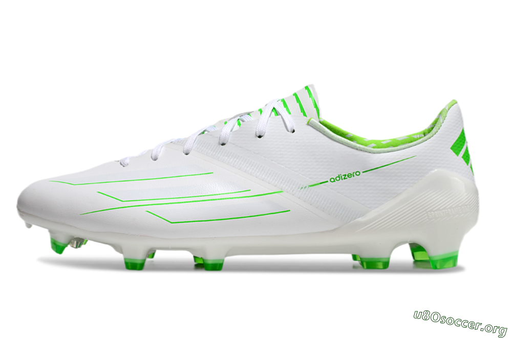 Adidas F50 Adizero FG Football Boots - White/Green 3