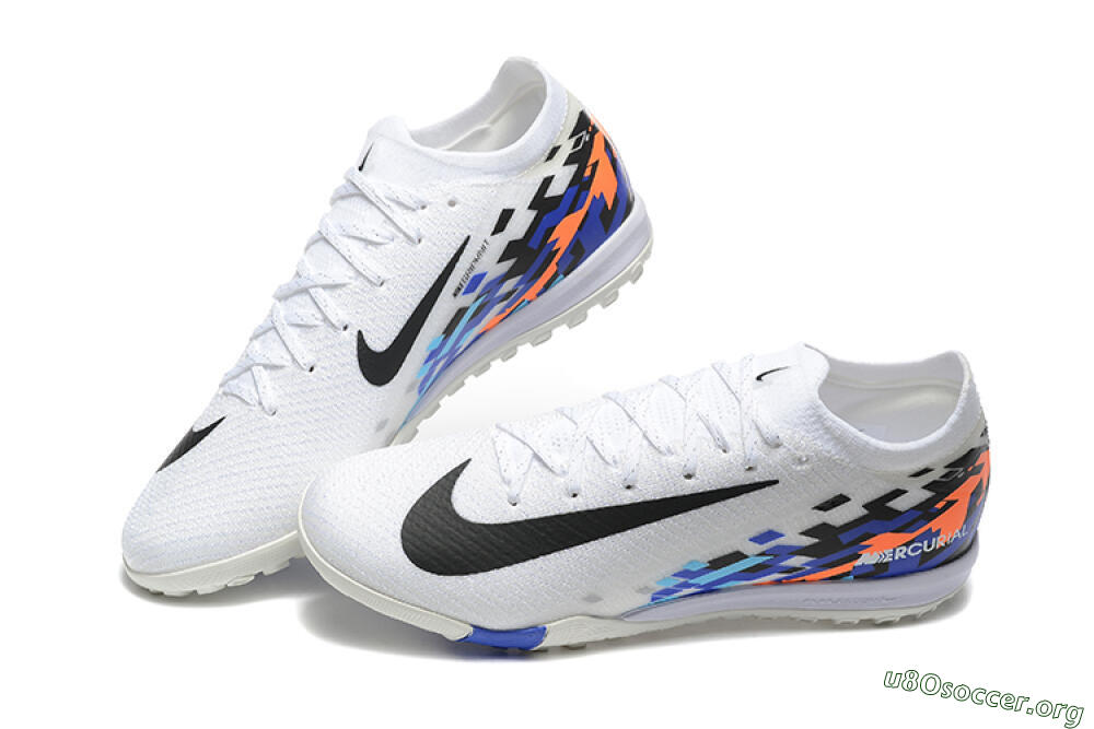 Nike Air Zoom Mercurial Vapor 16 Elite TF Football Shoes - White/Blue/Black 6