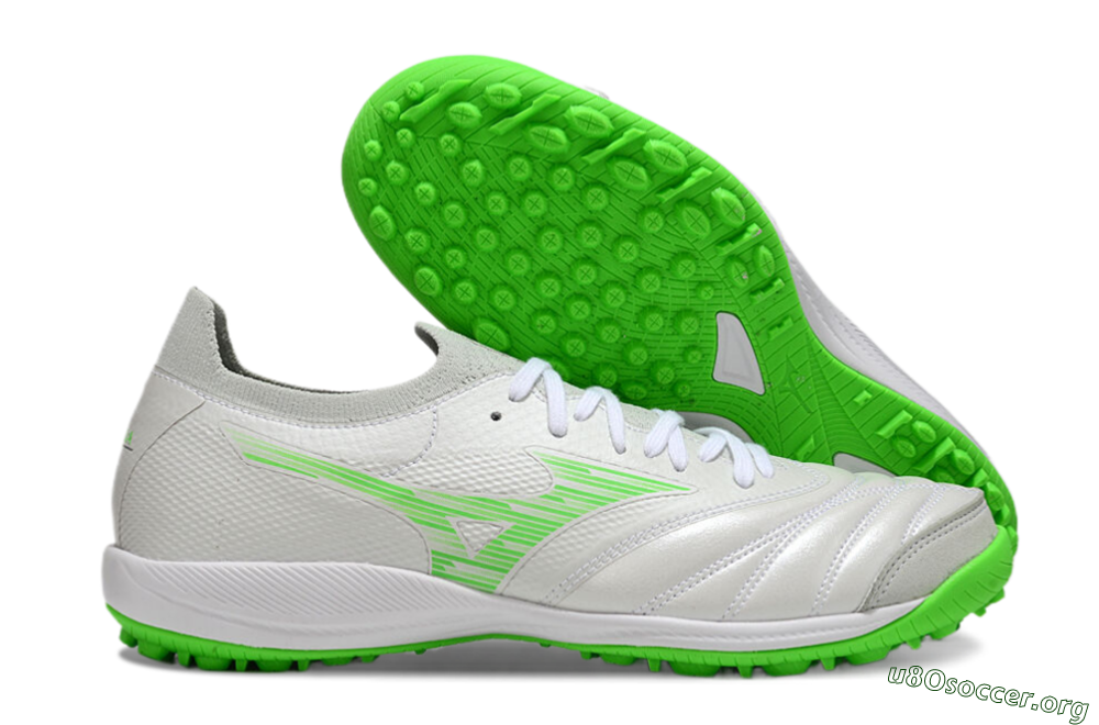 Mizuno Morelia Neo Sala M8 TF Football Shoes - Grey/Green/White 2