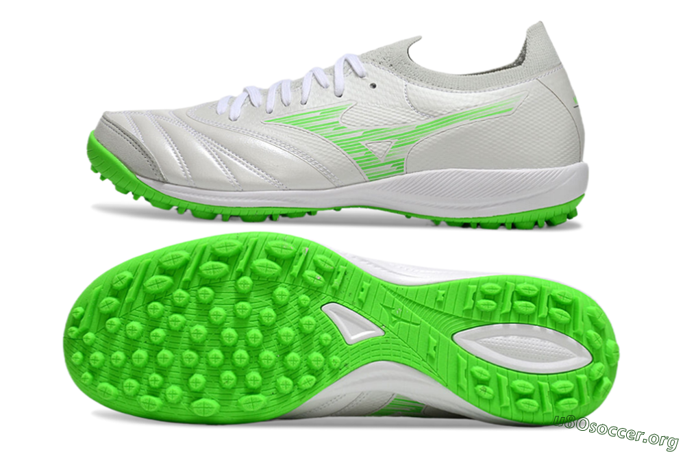 Mizuno Morelia Neo Sala M8 TF Football Shoes - Grey/Green/White 1