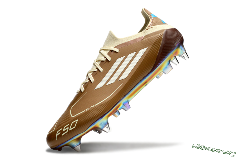 Messi x Adidas F50 Elite Benito SG Football Boots - Brown/White/Blue 5