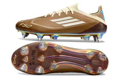 Messi x Adidas F50 Elite Benito SG Football Boots - Brown/White/Blue