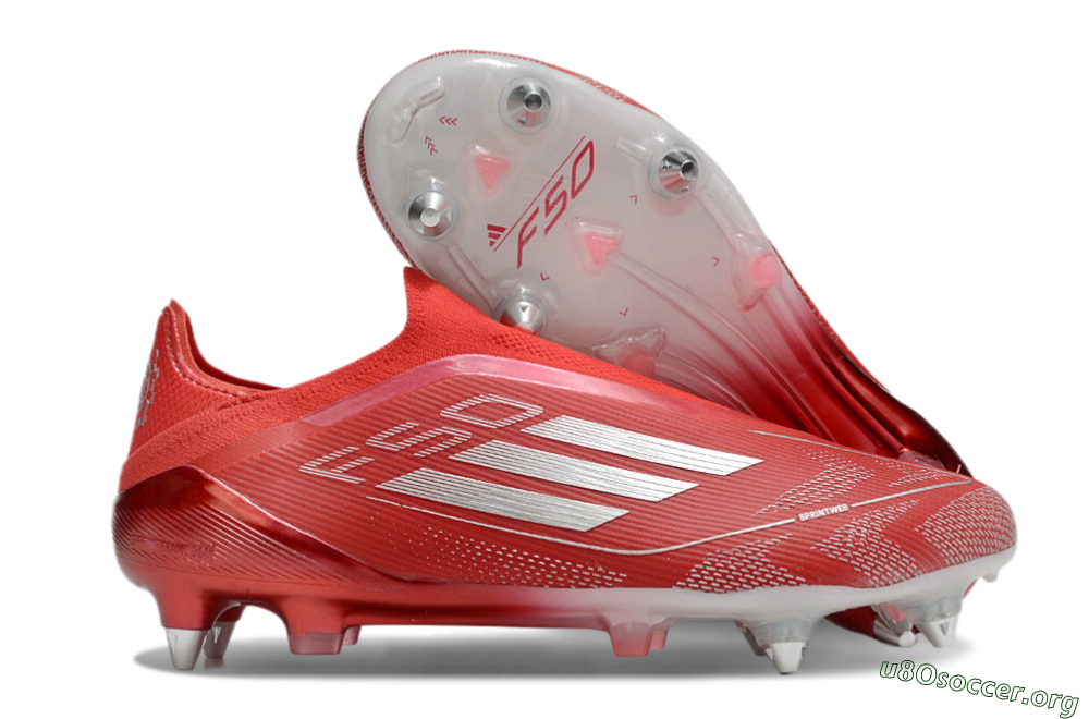 Adidas F50 Elite Laceless SG Football Boots - Red/Silver 2