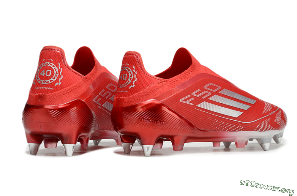 Adidas F50 Elite Laceless SG Football Boots - Red/Silver 6