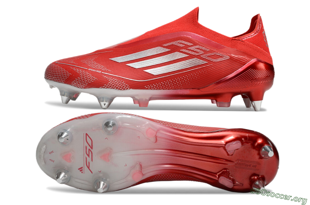 Adidas F50 Elite Laceless SG Football Boots - Red/Silver 1