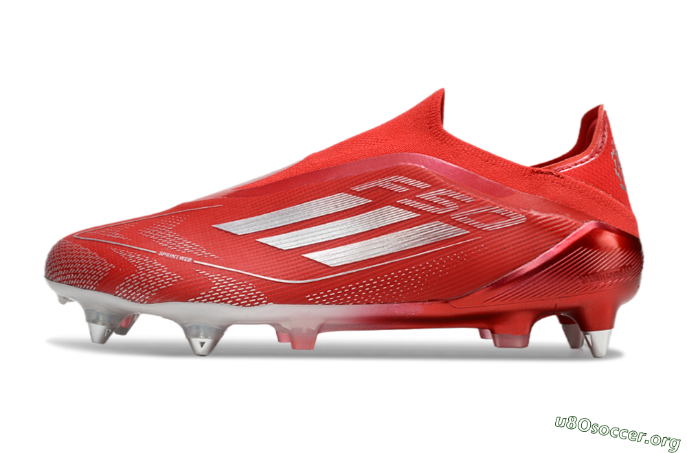 Adidas F50 Elite Laceless SG Football Boots - Red/Silver 3