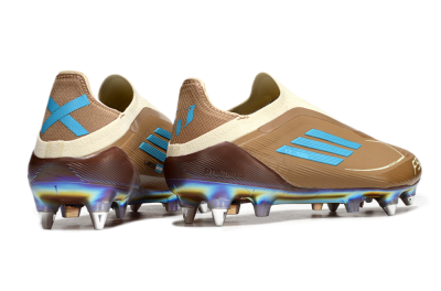 Messi x Adidas F50 Elite Laceless Benito SG Football Boots - Brown/White/Blue