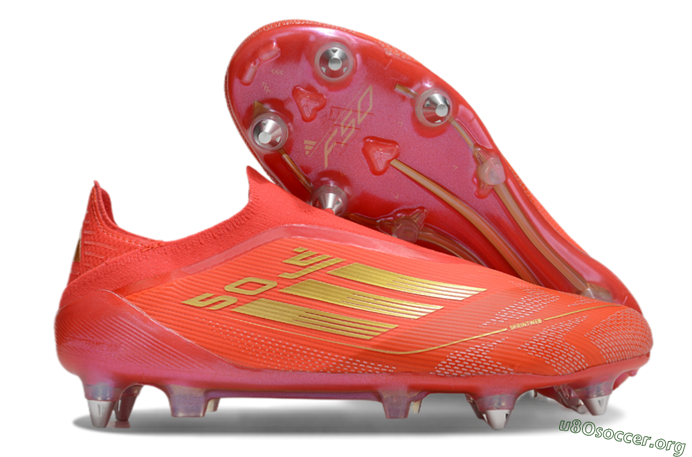 Adidas F50 Elite Laceless SG Football Boots - Red/Gold 2
