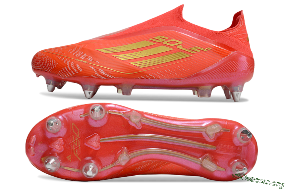 Adidas F50 Elite Laceless SG Football Boots - Red/Gold 1