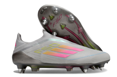 Adidas F50 Elite Laceless SG Football Boots - Grey/Pink/Yellow