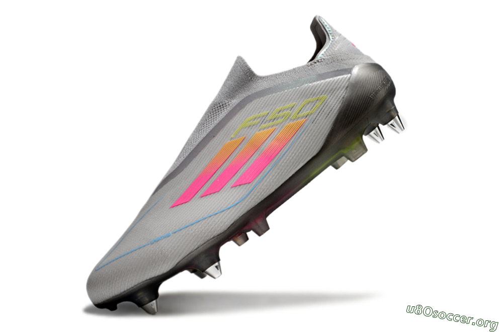 Adidas F50 Elite Laceless SG Football Boots - Grey/Pink/Yellow 5