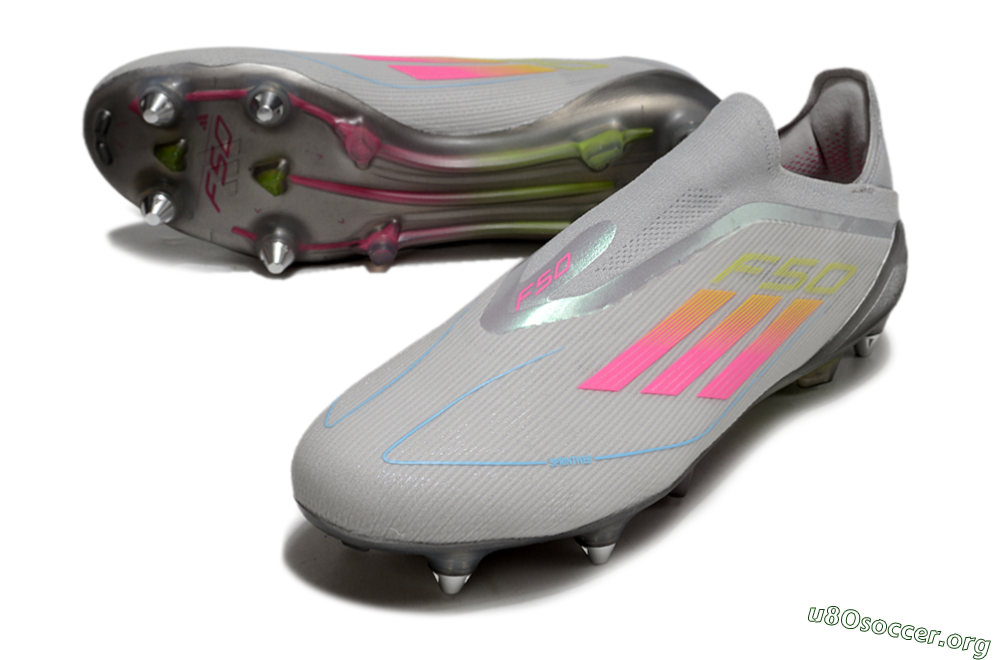 Adidas F50 Elite Laceless SG Football Boots - Grey/Pink/Yellow 0