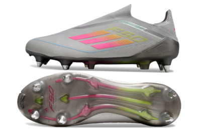 Adidas F50 Elite Laceless SG Football Boots - Grey/Pink/Yellow