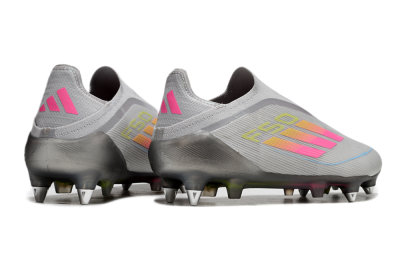 Adidas F50 Elite Laceless SG Football Boots - Grey/Pink/Yellow