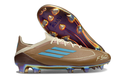 Messi x Adidas F50 Elite Benito FG Football Boots - Brown/White/Blue