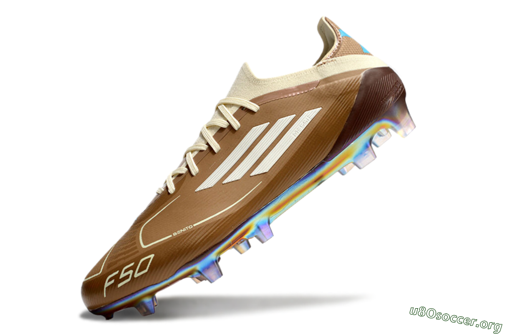 Messi x Adidas F50 Elite Benito FG Football Boots - Brown/White/Blue 5