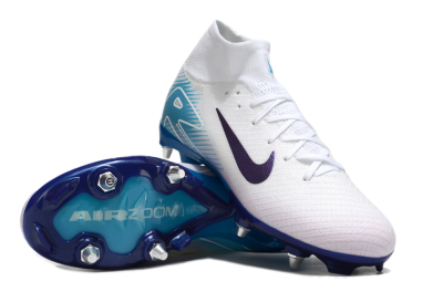 Nike Air Zoom Mercurial Superfly 10 Elite SG Football Boots - White/Purple/Blue