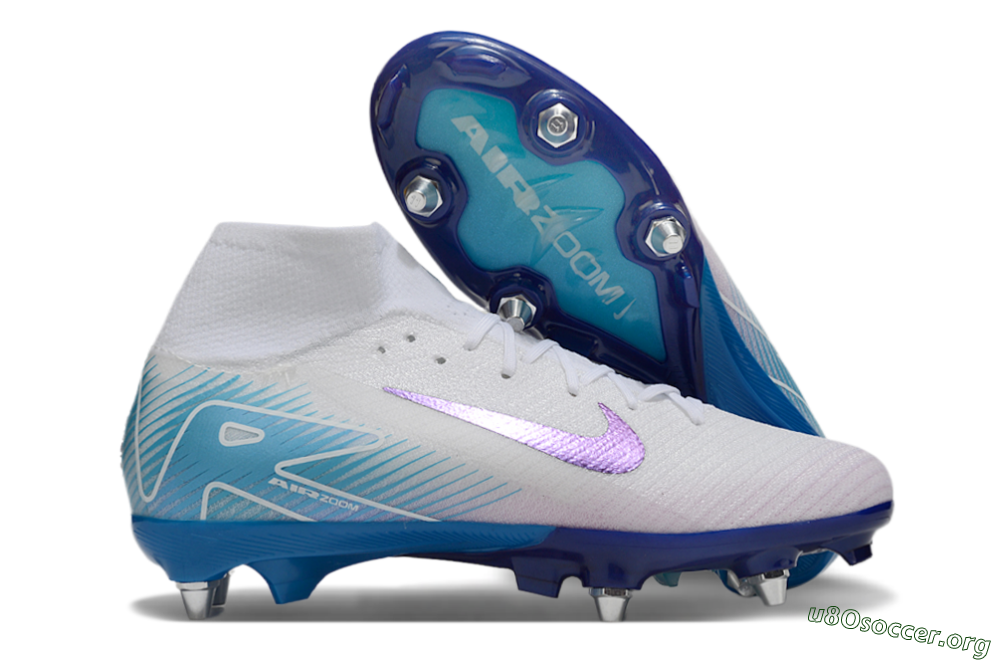 Nike Air Zoom Mercurial Superfly 10 Elite SG Football Boots - White/Purple/Blue 2