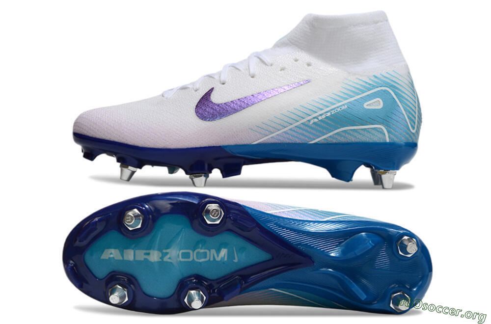 Nike Air Zoom Mercurial Superfly 10 Elite SG Football Boots - White/Purple/Blue 1