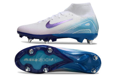 Nike Air Zoom Mercurial Superfly 10 Elite SG Football Boots - White/Purple/Blue