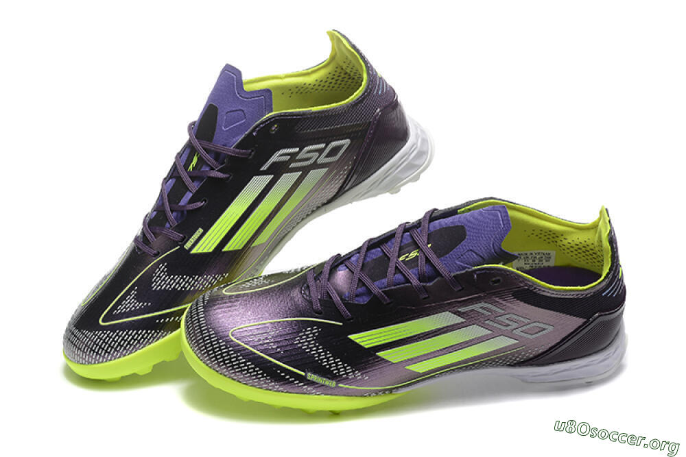 Adidas F50 Pro TF Football Shoes - Purple/Yellow/White 0