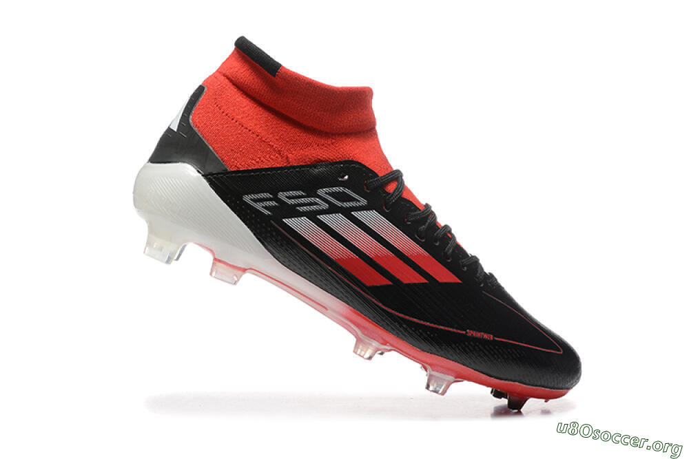 Adidas F50 Elite Mid FG Football Boots - Black/Red/White 4