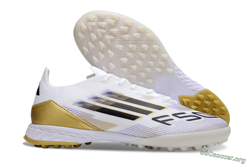 Adidas F50 Pro TF Football Shoes - White/Black/Yellow 2