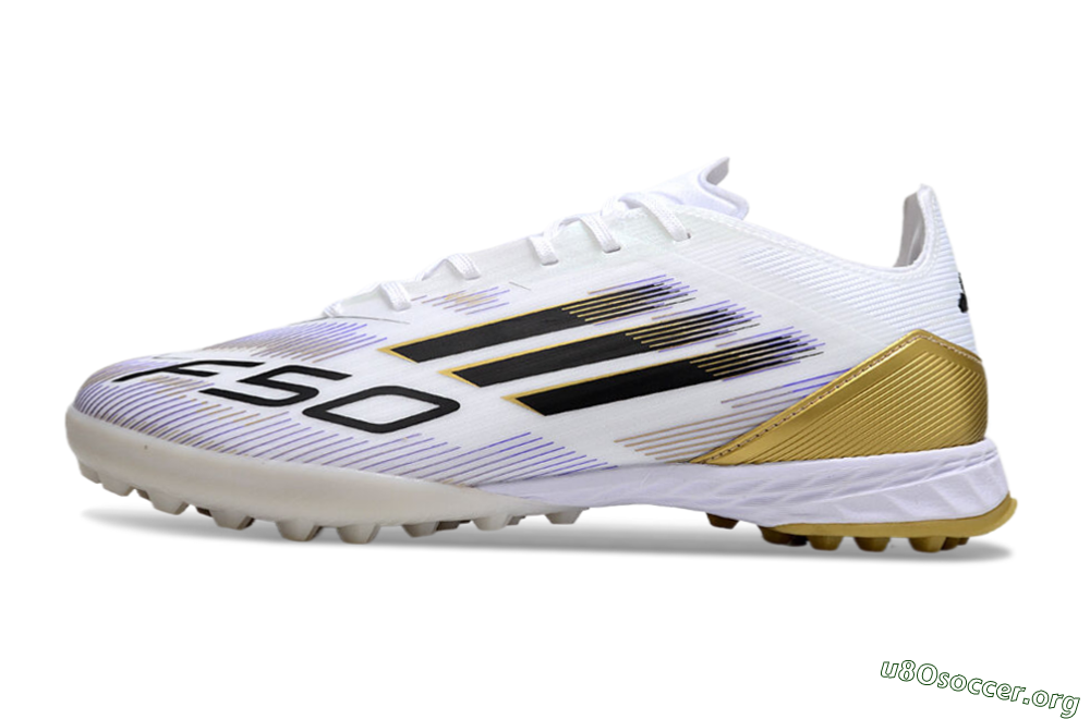 Adidas F50 Pro TF Football Shoes - White/Black/Yellow 3