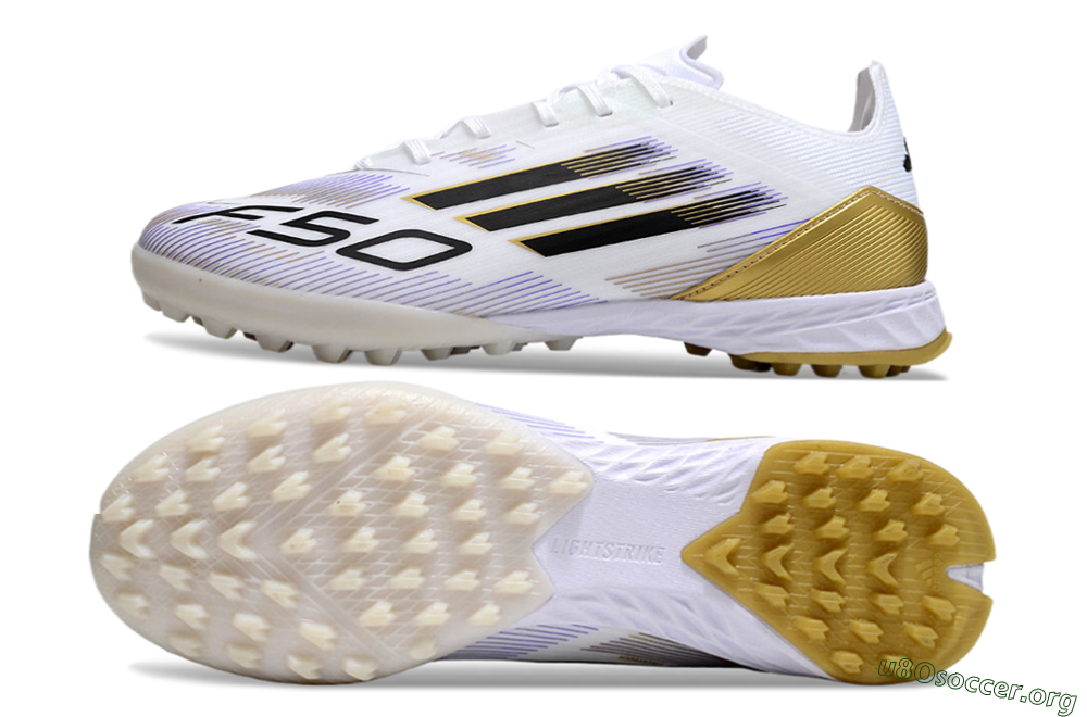 Adidas F50 Pro TF Football Shoes - White/Black/Yellow 1