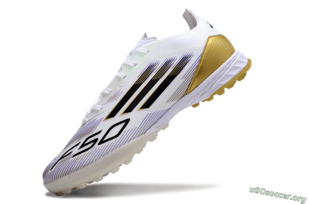 Adidas F50 Pro TF Football Shoes - White/Black/Yellow 4