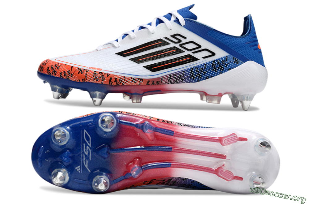 Adidas F50 Elite SG Football Boots - White/Black/Red/Blue 1