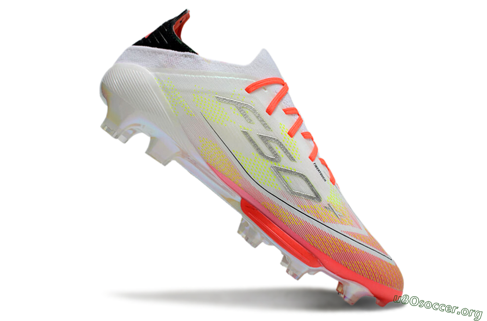 Adidas F50 Lightstrike Elite Laceless FG Football Boots - White/Red/Yellow 4