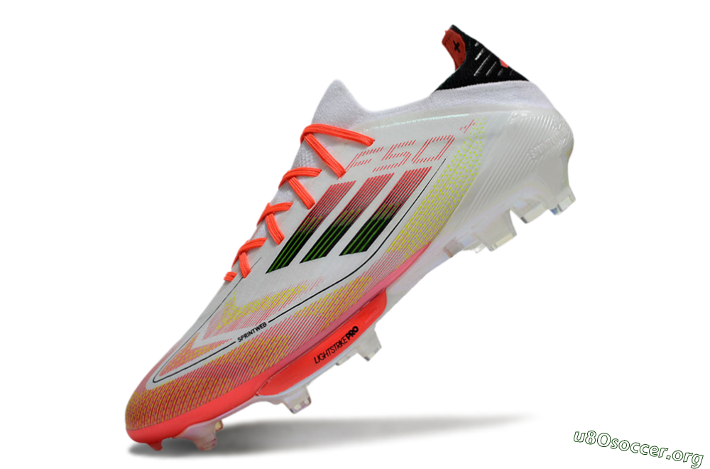 Adidas F50 Lightstrike Elite Laceless FG Football Boots - White/Red/Yellow 5