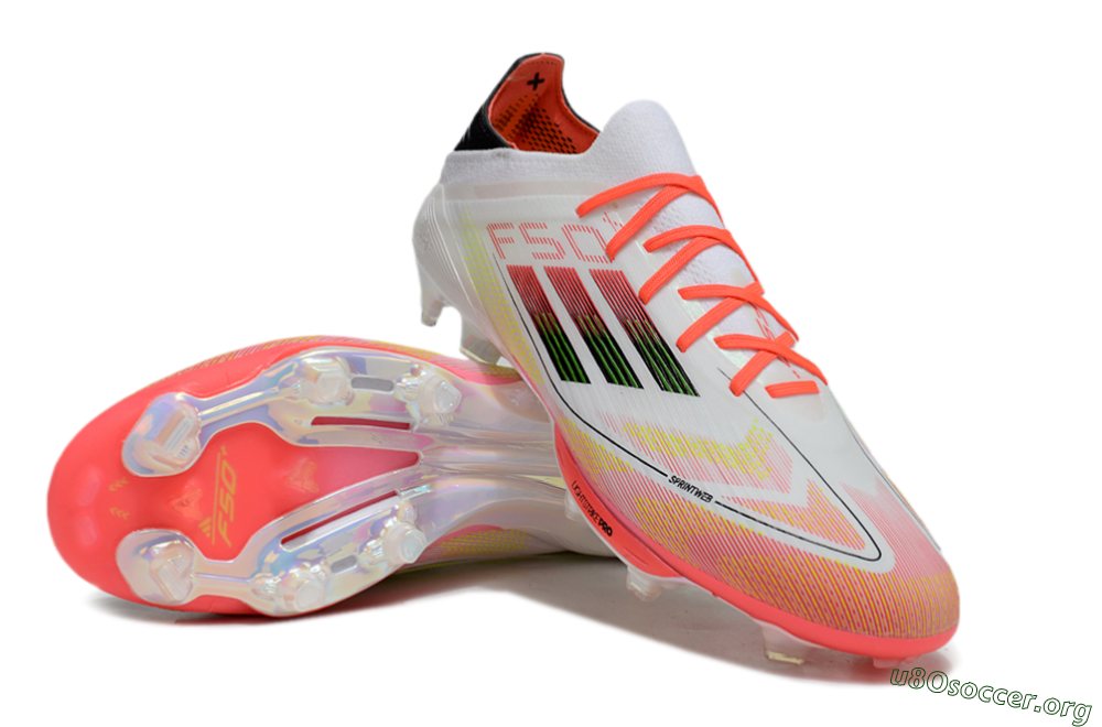 Adidas F50 Lightstrike Elite Laceless FG Football Boots - White/Red/Yellow 0