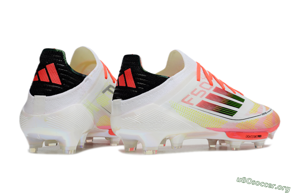 Adidas F50 Lightstrike Elite Laceless FG Football Boots - White/Red/Yellow 6