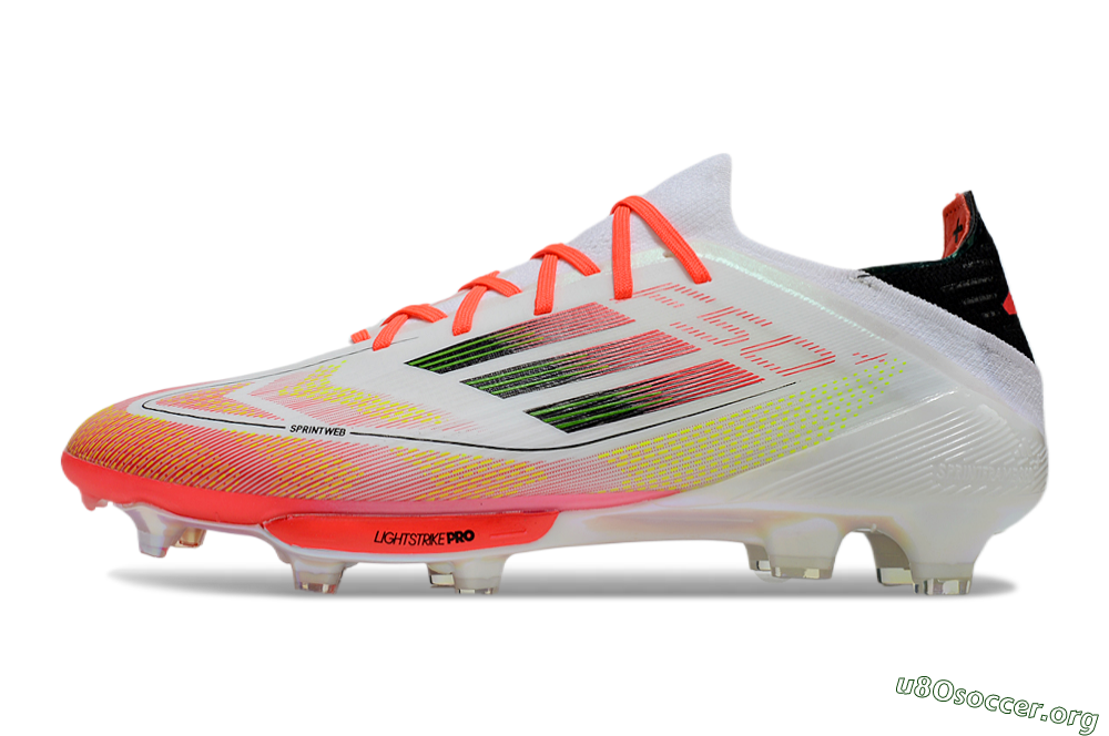 Adidas F50 Lightstrike Elite Laceless FG Football Boots - White/Red/Yellow 3