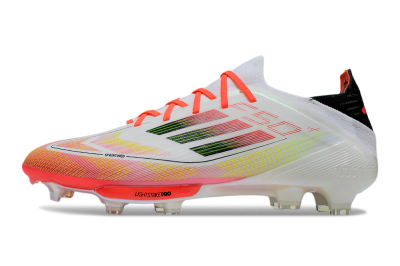 Adidas F50 Lightstrike Elite Laceless FG Football Boots - White/Red/Yellow