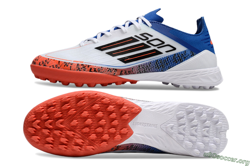 Adidas F50 Elite TF Football Shoes - White/Black/Blue/Red 1