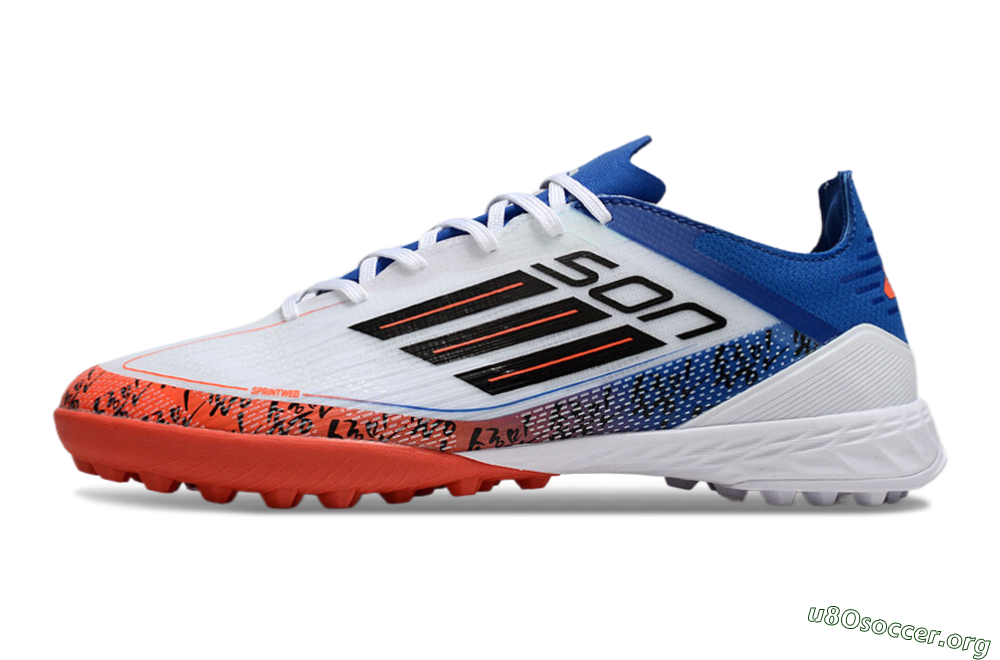Adidas F50 Elite TF Football Shoes - White/Black/Blue/Red 3
