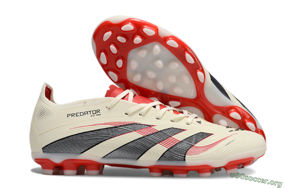 Adidas Predator 25+ Elite AG Football Boots - Beige/Red/Black 2