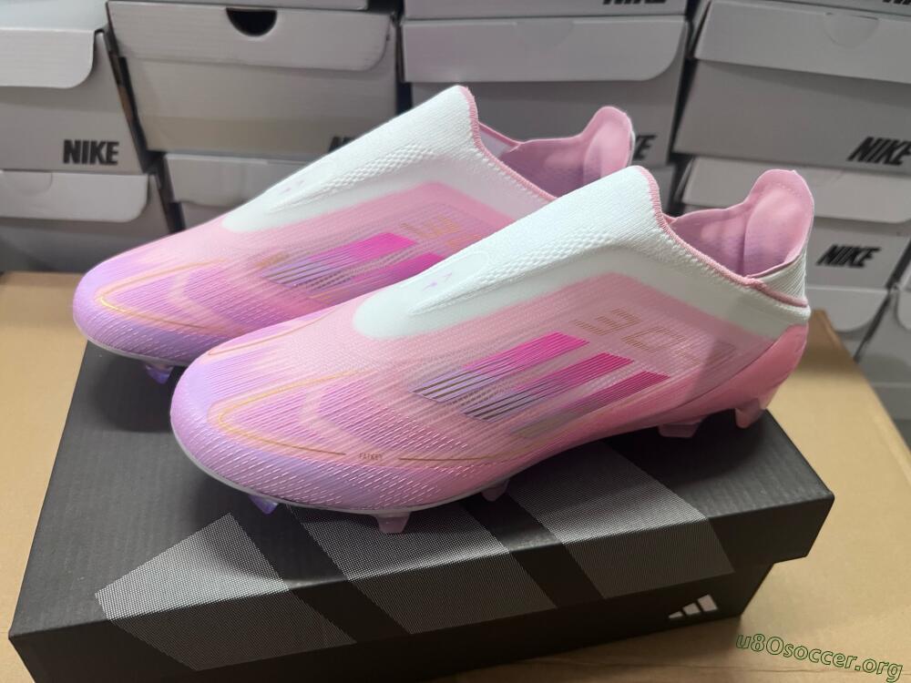 Adidas F50 Elite Laceless FG Football Boots - White/Pink/Gold