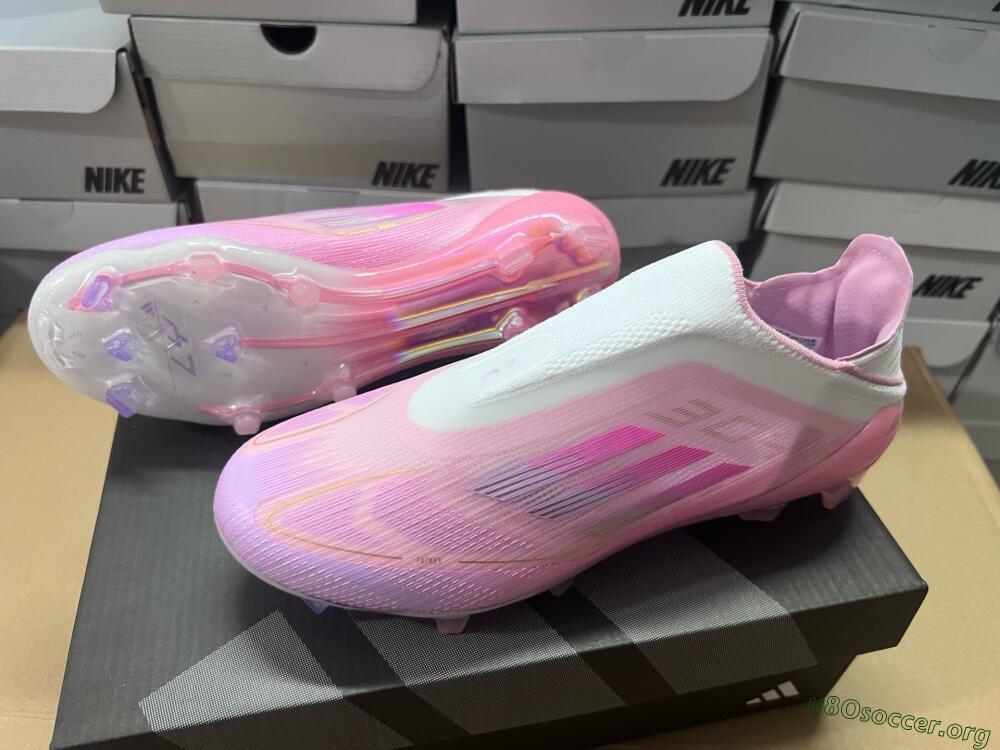 Adidas F50 Elite Laceless FG Football Boots - White/Pink/Gold