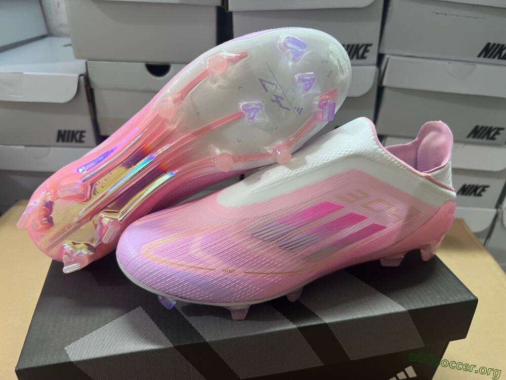 Adidas F50 Elite Laceless FG Football Boots - White/Pink/Gold