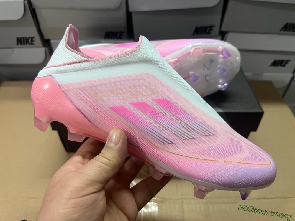 Adidas F50 Elite Laceless FG Football Boots - White/Pink/Gold