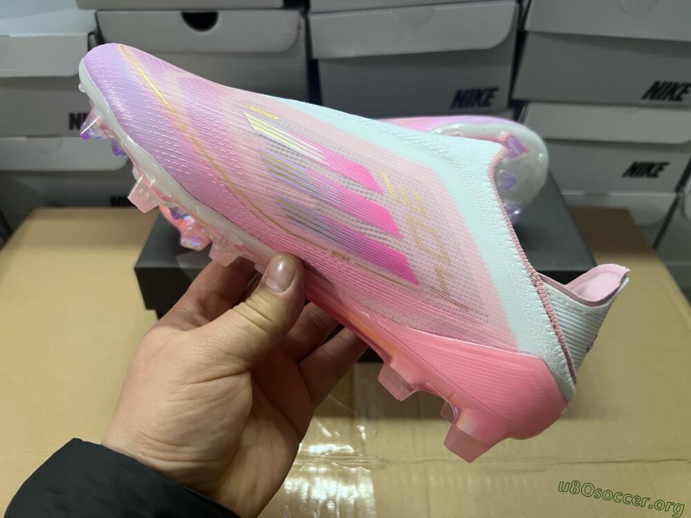 Adidas F50 Elite Laceless FG Football Boots - White/Pink/Gold