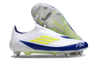 Adidas F50 Elite Laceless SG Football Boots - White/Blue/Yellow