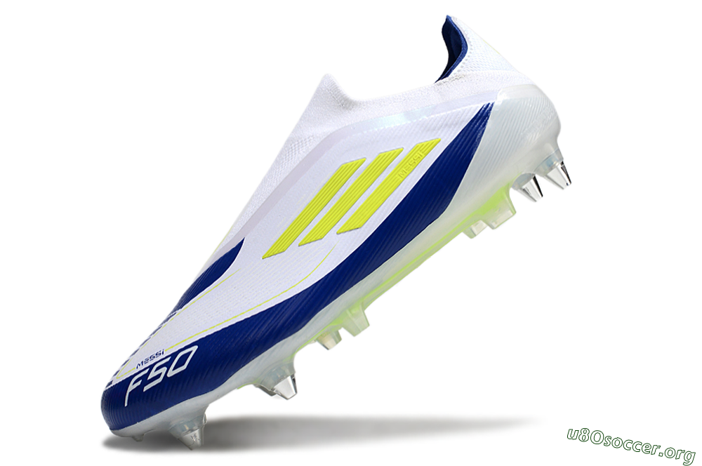 Adidas F50 Elite Laceless SG Football Boots - White/Blue/Yellow 5