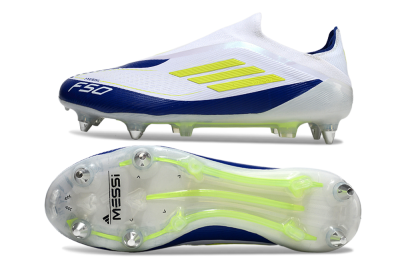 Adidas F50 Elite Laceless SG Football Boots - White/Blue/Yellow