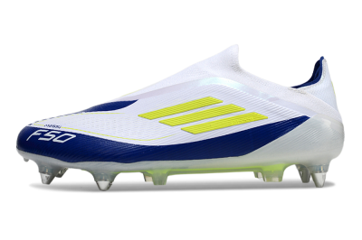Adidas F50 Elite Laceless SG Football Boots - White/Blue/Yellow