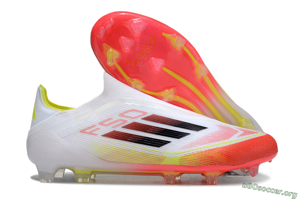 Adidas F50 Elite Laceless FG Football Boots - White/Red/Yellow 2
